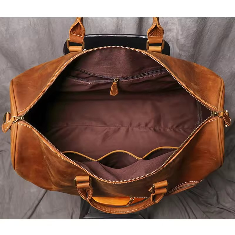 Geanta de calatorie unisex, Evren GT3302, piele naturala, Maro inchis - Image 5