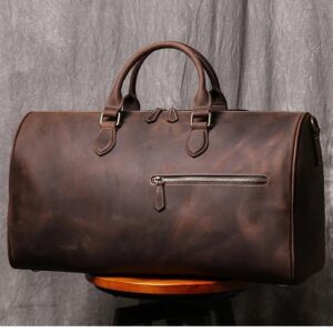 Geanta de calatorie unisex, Evren GT3302, piele naturala, Maro inchis