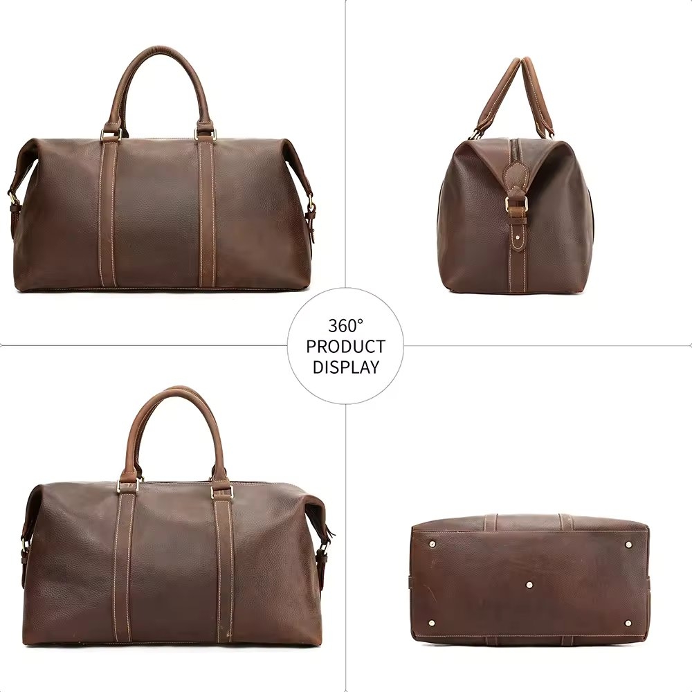 Geanta de calatorie unisex, Faelan GT3288, piele naturala, Maro - Image 5