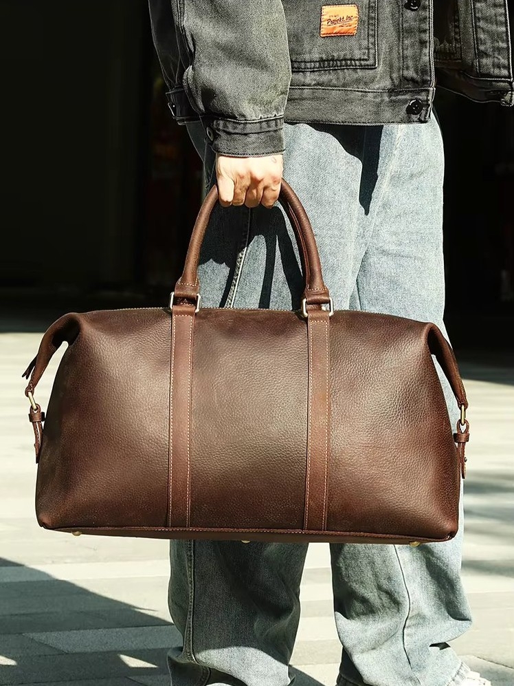 Geanta de calatorie unisex, Faelan GT3288, piele naturala, Maro - Image 3