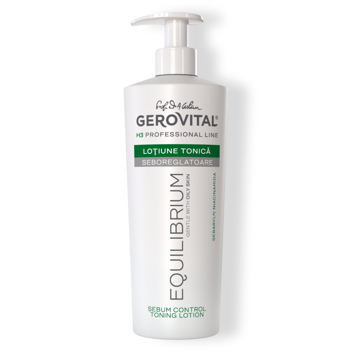 Loțiune Tonică Seboreglatoare Cu Sebaryl și Niacinamidă Pentru Ten Gras , Gerovital H3 Equilibrium, 500 Ml