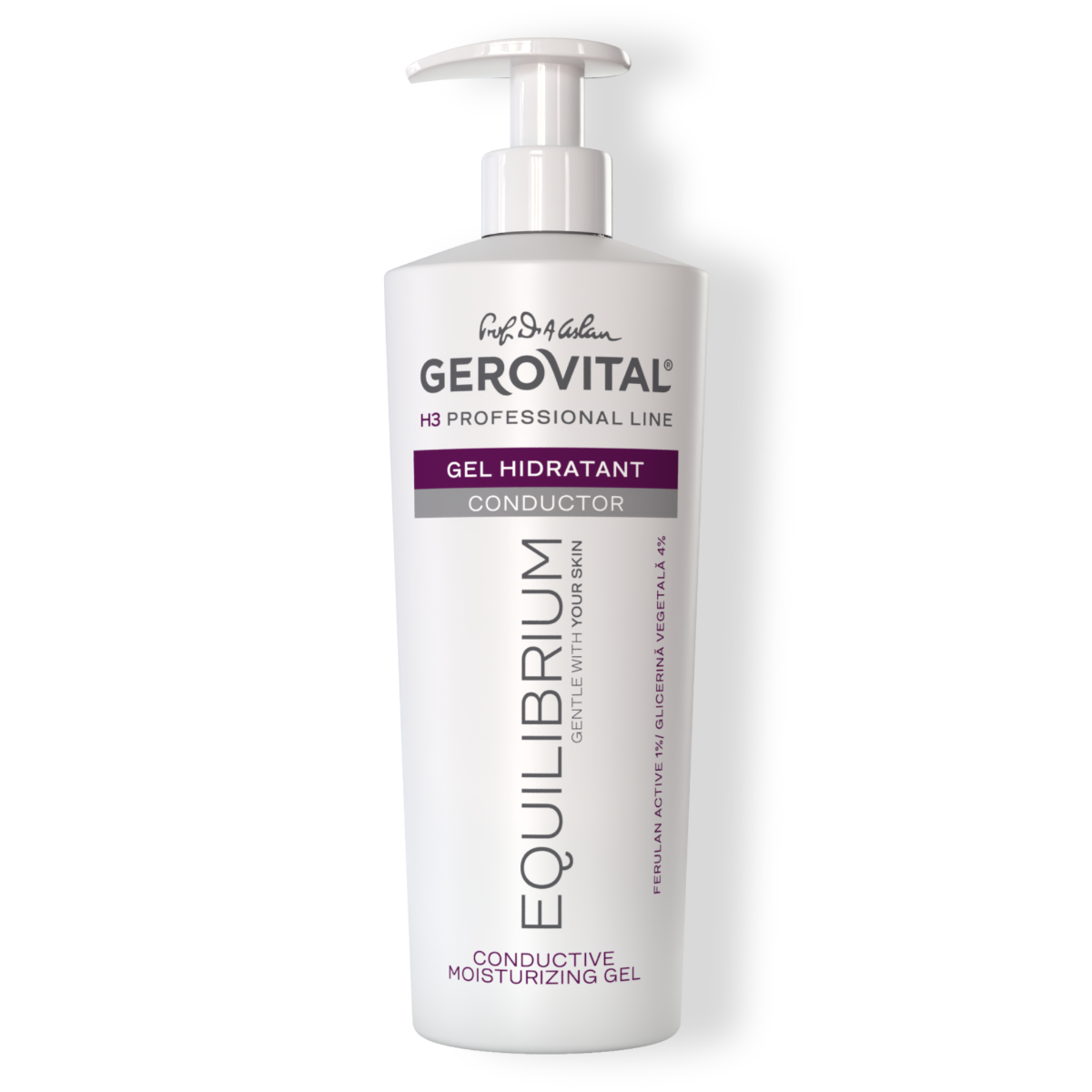Gel Hidratant Conductor Pentru Toate Tipurile De Ten Cu Ferulan Active 1% și Glicerină 4%, Gerovital H3 Equilibrium, 500 Ml