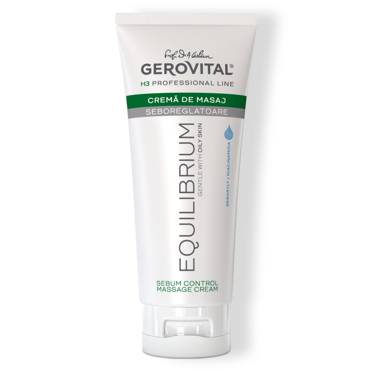 Cremă De Masaj Seboreglatoare, Hidratantă și Calmantă Pentru Ten Gras Cu Niacinamidă, Gerovital H3 Equilibrium, 200 Ml