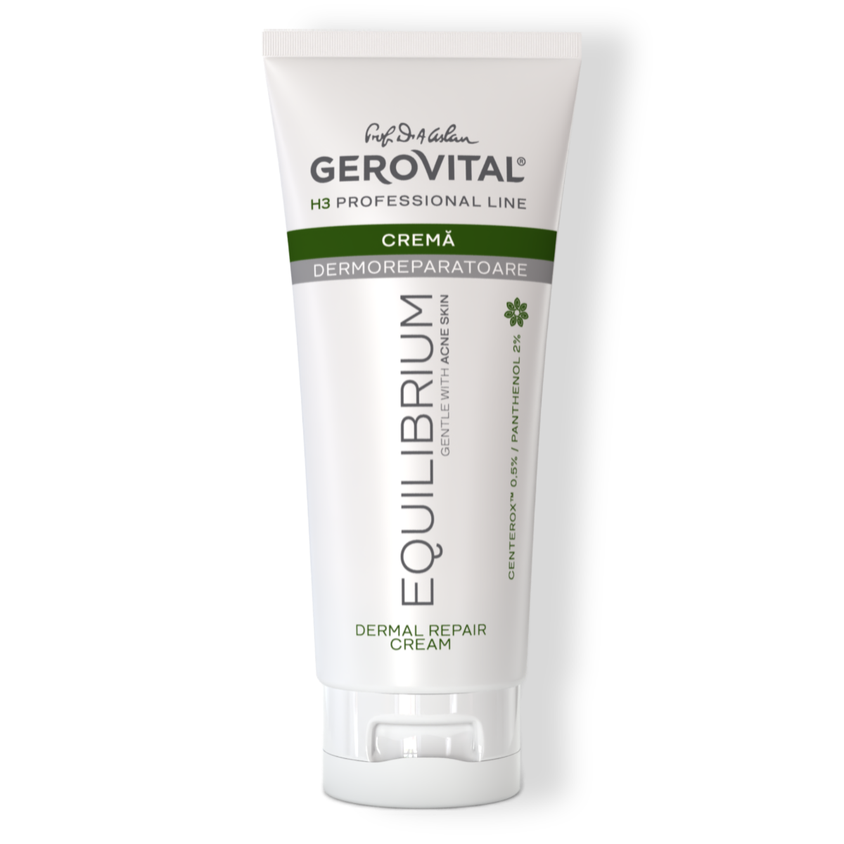 Cremă Dermoreparatoare Pentru Ten Acneic Cu Centerox și Panthenol, Reparare Accelerata Pentru Pielea Iritată, Gerovital H3 Equilibrium, 100 Ml
