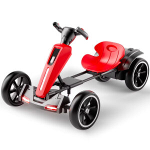 Kart electric pentru copii 3-7 ani, Kinderplay GoKart V2, 12V, putere 45W, control parental, bluetooth, pliabil, rosu