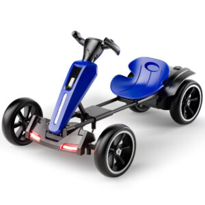 Kart electric pentru copii 3-7 ani, Kinderplay GoKart V2, 12V, putere 45W, control parental, bluetooth, pliabil, albastru