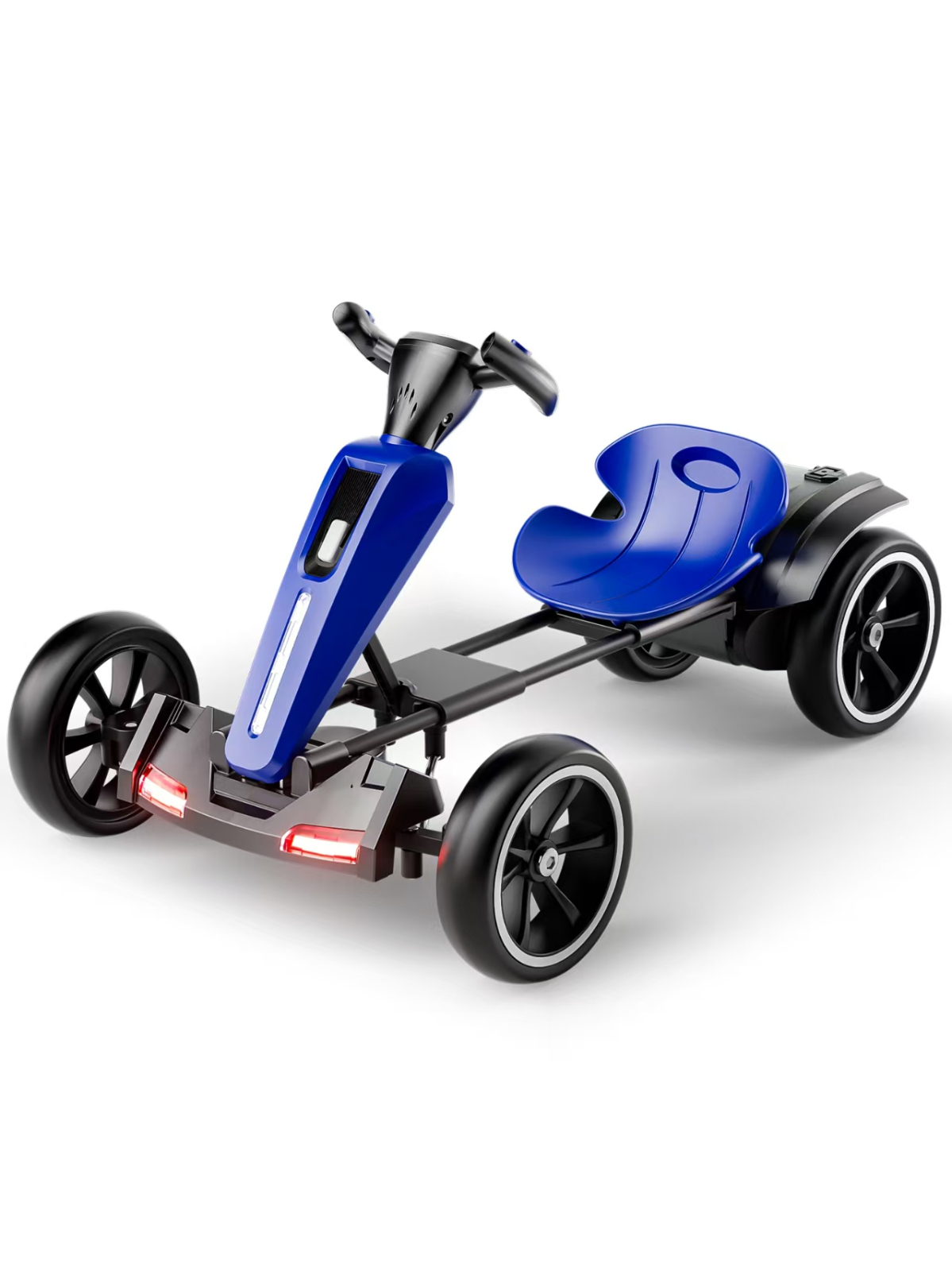 Kart electric pentru copii 3-7 ani, Kinderplay GoKart V2, 12V, putere 45W, control parental, bluetooth, pliabil, albastru
