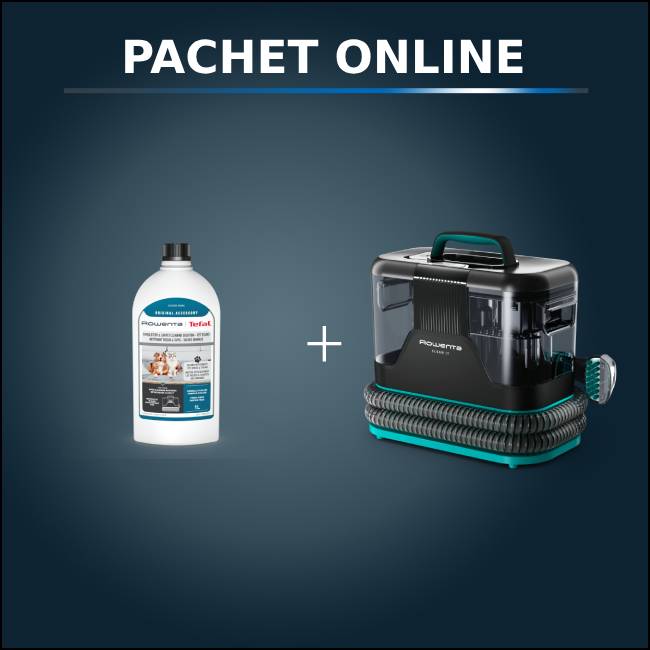 Pachet PROMO Aspirator tapiterie Rowenta Clean IT IN5020F0 si Detergent lichid Rowenta XD5320F0 pentru textile covoare si pete animale de companie 1