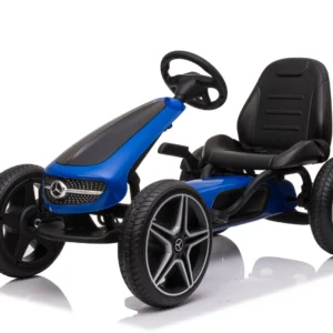 Kart cu pedale Mercedes,  roti din cauciuc solid, scaun reglabil, centura de siguranta, albastru