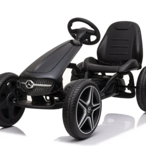 Kart cu pedale Mercedes,  roti din cauciuc solid, scaun reglabil, centura de siguranta, negru
