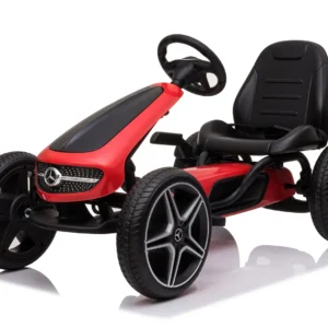 Kart cu pedale Mercedes,  roti din cauciuc solid, scaun reglabil, centura de siguranta, rosu