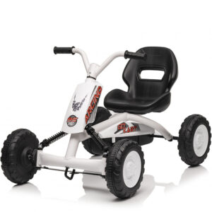 Kart cu pedale, pentru copii 2-6 ani, Kinderplay ArcSpring, cadru metal, amortizoare, alb