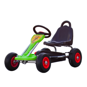 Kart cu pedale pentru copii 3-6 ani, Kinderplay A-05-1, transmisie pe lant, roti gonflabile, verde