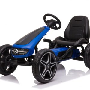 Kinderauto GO Kart cu pedale de la Mercedes, roti cauciuc solid, scaun reglabil, centura de siguranta  Albastru
