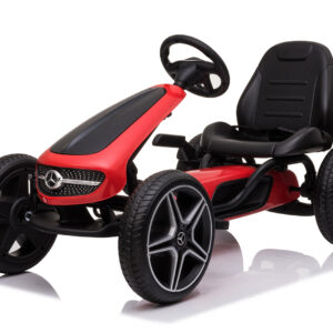 Kinderauto GO Kart cu pedale de la Mercedes, roti cauciuc solid, scaun reglabil, centura de siguranta  Rosu