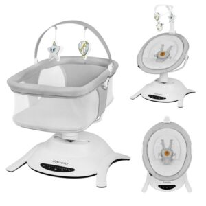 Set 2 in 1, Balansoar si landou, Lionelo, Bella, Rotative 360, Ecran tactil si telecomanda, Electric, Scaun reglabil, 6 miscari unice, 5 viteze, Cu melodii, Gri