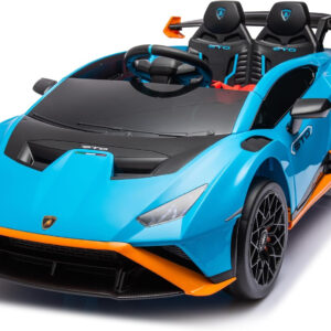 Masinuta electrica cu functie drift Lamborghini Huracan STO, putere 220W, 12V Premium, albastra