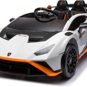 Masinuta electrica cu functie drift Lamborghini Huracan STO, putere 220W, 12V Premium, Alba
