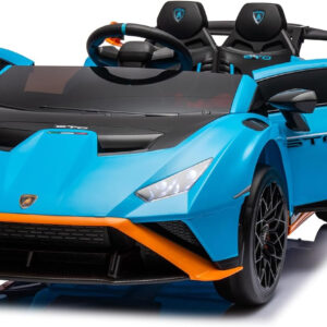 Masinuta electrica cu functie drift Lamborghini Huracan STO, putere 500W, 24V, echipare Premium, albastra