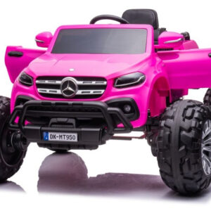 Masinuta electrica Mercedes X-Class Monster Truck, 180W, 4×4, roti moi, scaun tapitat, telecomanda, light pink
