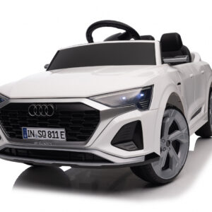 Masinuta electrica copii 2-4 ani, Audi SQ8, 70W, 12V cu roti moi si scaun tapitat, telecomanda, alba