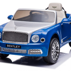 Masinuta electrica pentru copii Bentley Mulsanne 90W cu roti moi si scaun tapitat, albastru