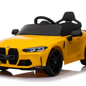Masinuta electrica pentru copii, Bmw M4 90W 12V 7Ah, roti EVA, scaun tapitat, galben