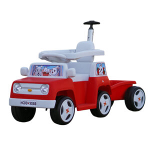 Masinuta pentru copii 4 in 1, Kinderplay FunnyBunny 60W 6V, cu telecomanda si remorca, rosie