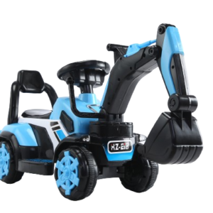 Mini excavator copii, model Kinderauto BJXZ216 cu incarcator manual, standard, culoare albastru