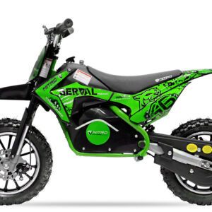 Motocicleta electrica pentru copii NITRO Eco Serval 500W cu roti 10 10 inch, culoare Verde