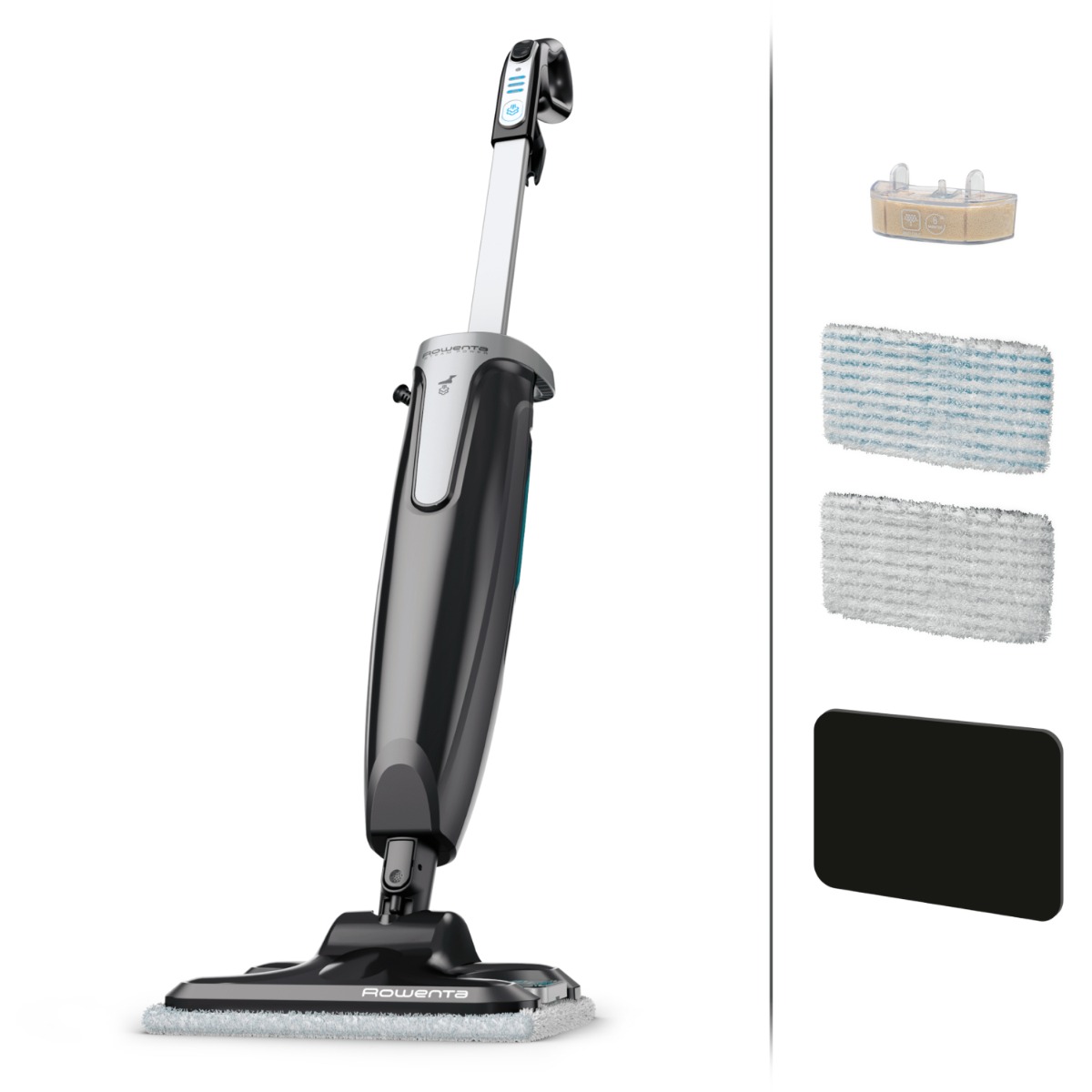 Mop cu abur Rowenta Steam Power RY6555WH 1200W 0.6L filtru anticalcar 3 setari de reglaj al aburului Negru/Albastru