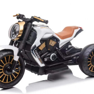 Motocicleta cu 3 roti electrica pentru copii, SuperMoto, 70W, 12V, cu scaun tapitat, bluetooth, alb