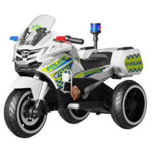 Motocicleta cu 3 roti, Kinderauto POLICE BJML5188 60W, 6V cu scaun tapitat, culoare alba