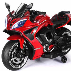 Motocicleta electrica copii Kinderauto R9, putere 150W, 24V, roti moi, scaun tapitat, rosie