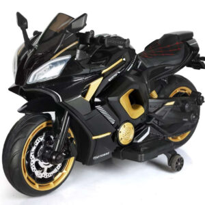 Motocicleta electrica copii Kinderauto R9, putere 150W, 24V, roti moi, scaun tapitat, negru