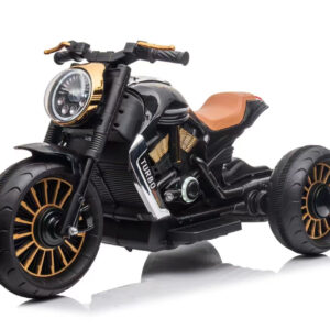 Motocicleta cu 3 roti electrica pentru copii, SuperMoto, 70W, 12V, cu scaun tapitat, bluetooth, neagra