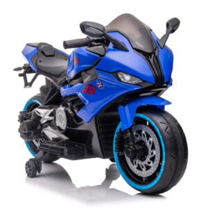 Motocicleta electrica copii, Kinderauto B919, bluetooth, putere 90W, baterie 12V 12Ah, albastra