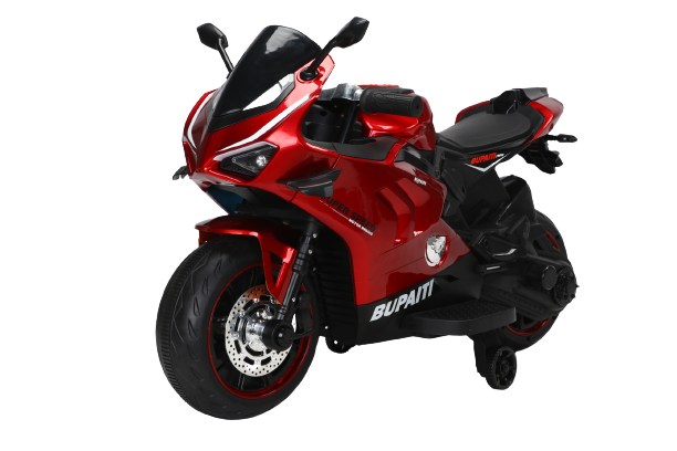 Motocicleta electrica, Kinderauto BDQ888 70W 12V cu roti moi, Bluetooth, rosie