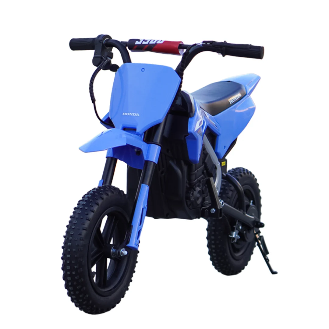 Motocicleta electrica pentru copii 5-10 ani, Honda CRF450 250W, 24V, roti gonflabile, albastra