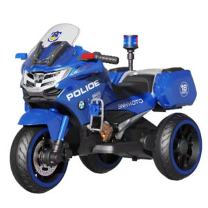 Motocicleta cu 3 roti, Kinderauto POLICE BJML5188 60W, 6V cu scaun tapitat, culoare albastra