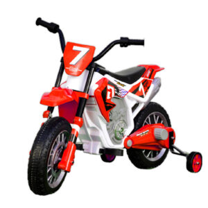 Motocicleta electrica Kinderauto BJH022 70W 12V cu roti moi, scaun tapitat, culoare Rosie