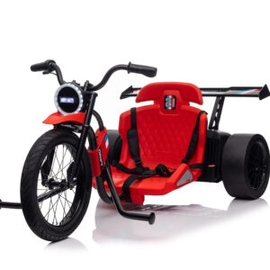 Motocicleta electrica pentru copii, Kinderauto Drift-Trike, roti moi, centura siguranta, 500W, 24V 10Ah, rosu