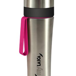 Sticlă filtrantă Sport myLaica, Inox, 0,55 litri, portabilă, Roz, filtru Fast Disk