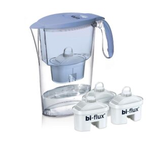 Pachet Cana filtranta de apa Laica Clear Line, 2.3 litri, Albastru + 3 filtre Bi-flux