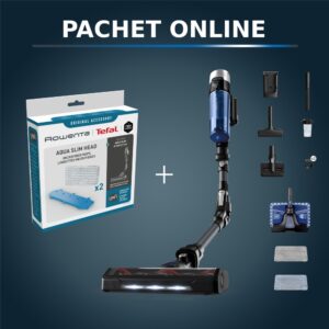 Pachet PROMO Aspirator vertical fără fir Rowenta X-Force Flex 9.60 Aqua RH20C7WO & Kit de 3 mopuri din microfibra ZR009502
