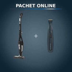 Pachet PROMO Aspirator vertical 2 în 1 Rowenta Dual Force RH6735WH & Aparat de tuns barba Rowenta Nomad TN3651F0