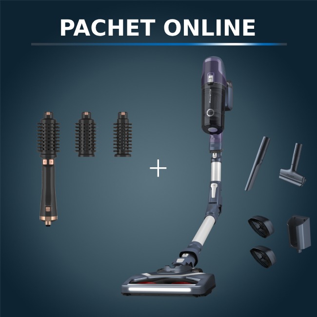 Pachet PROMO Aspirator vertical X-Pert 6.60 Essential RH6848WO si Peria rotativă cu aer cald Rowenta Ultimate Experience CF9620F0