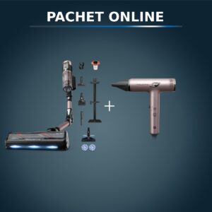 Pachet PROMO Aspirator vertical Rowenta X-Force Flex 16.60 Aqua RH9CD9E0 & Uscator de par pliabil Rowenta Nano HY8530E0