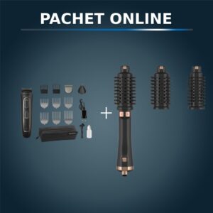 Pachet PROMO Peria rotativă cu aer cald Rowenta Ultimate Experience CF9620F0 si Aparat de tuns multifunctional Rowenta x Karl Lagerfeld Trim & Style