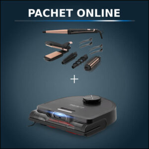Pachet PROMO Aspirator robot Rowenta X-Plorer Serie 220 RR9465WH si Aparatul de coafat Rowenta Infinite Looks 14 în 1 CF4231F0